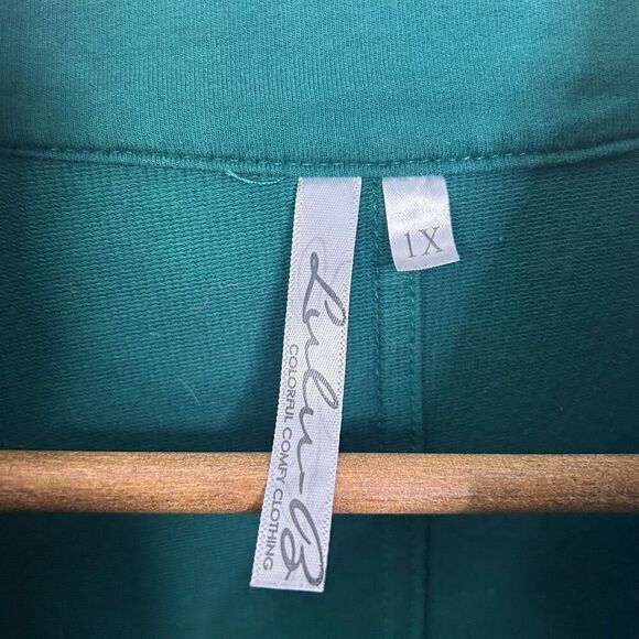 Lulu B 5 Button High Neck Women’s Green Cotton Stretch Jacket Top Size 1X - Picture 7 of 12